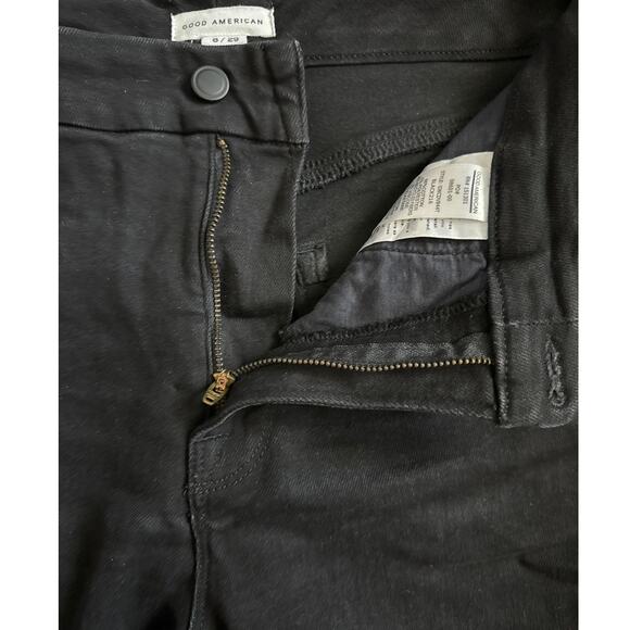 Good American Good Waist Ankle Deep V Yoke Jeans Black Size 8 - Picture 5 of 9